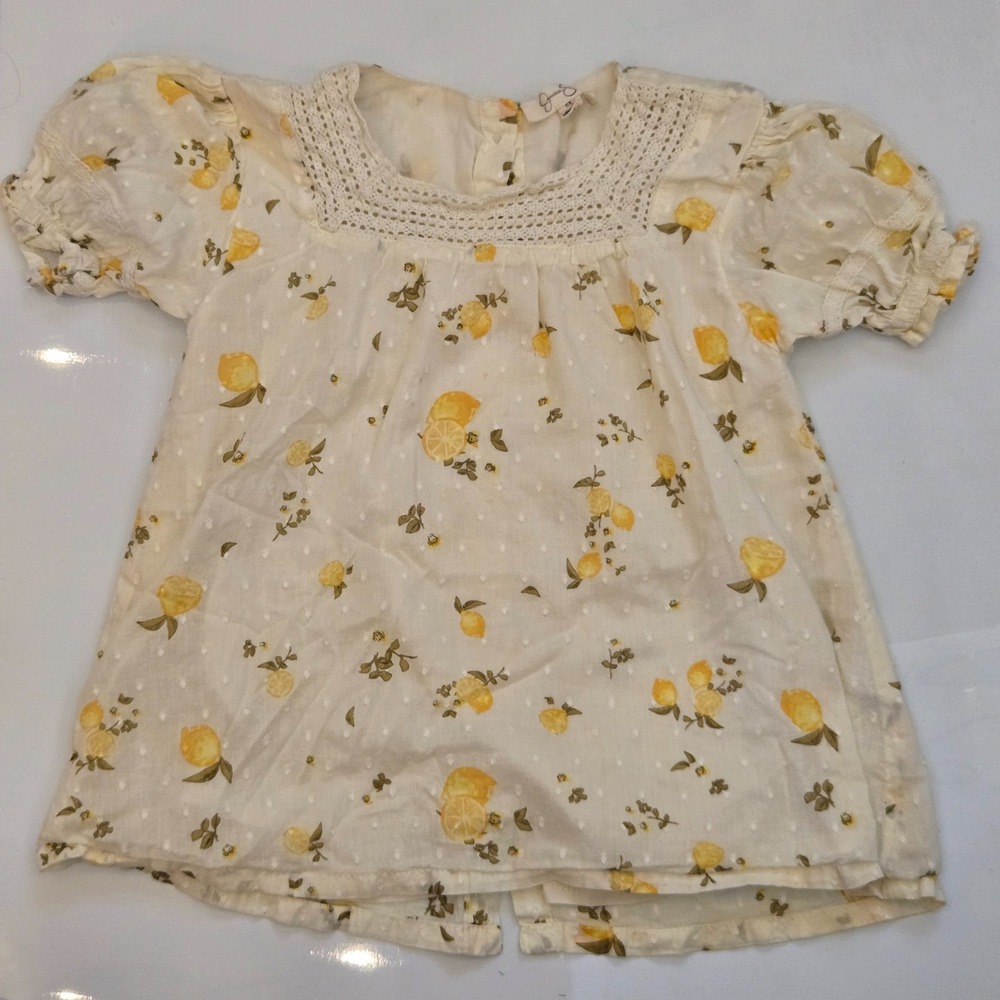 Jessica‎ Simpson Baby Girl Lemon Print Dress Swiss Dots 6 years old